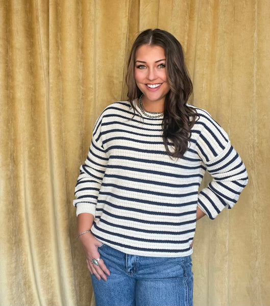 Blue & Cream Striped Sweater
