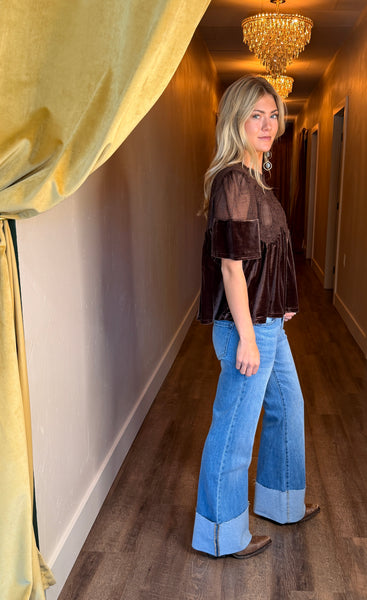 Velvet Scallop Blouse