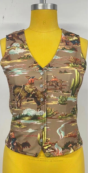 Wilhemina Cowboy Print Vest