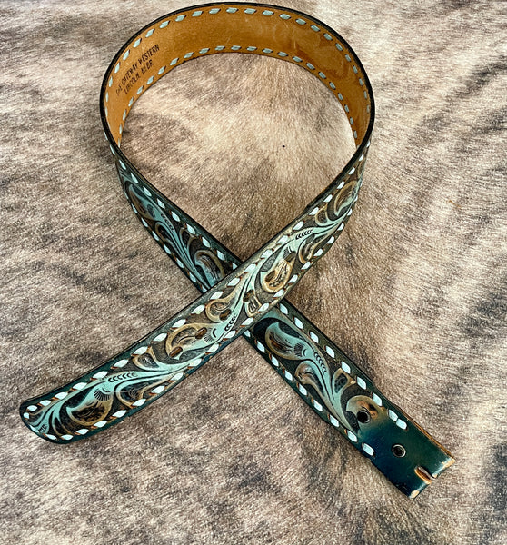 Vintage Leather Tooled Belt