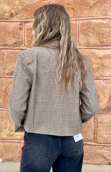 Cropped Plaid Blazer