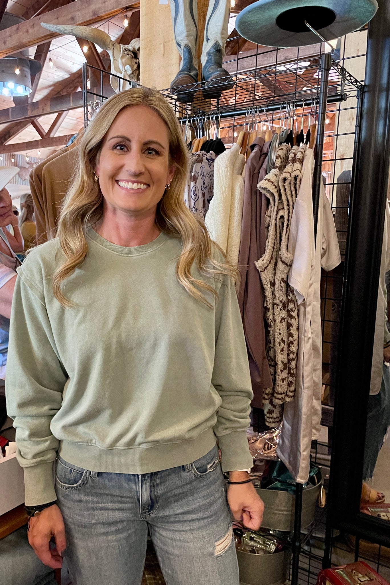 Relaxed Soft Green Sweatshirt