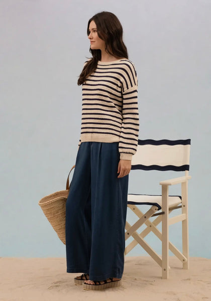 Blue & Cream Striped Sweater