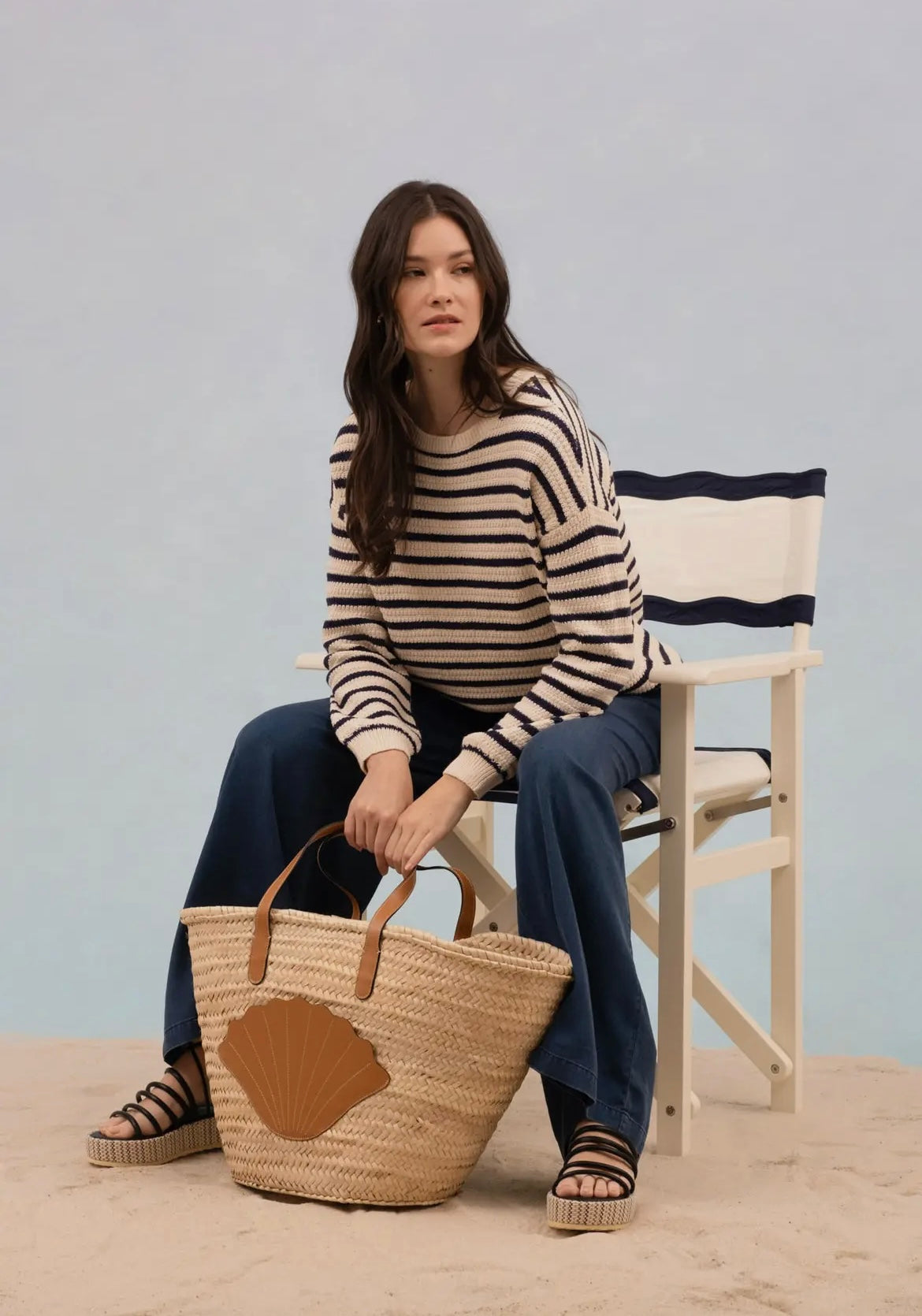 Blue & Cream Striped Sweater