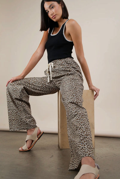 Beige Leopard Print Pants