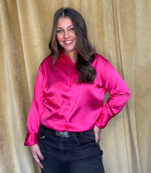 Tessa Pink Satin Blouse