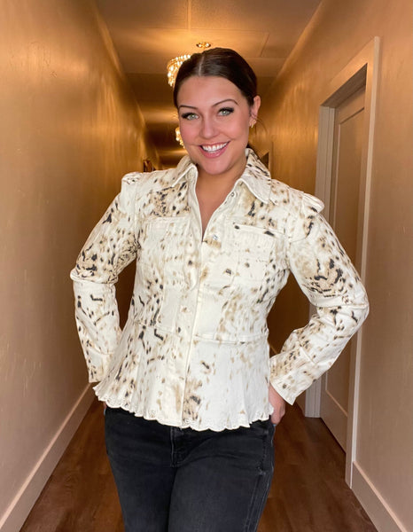 Cow Print Denim Jacket
