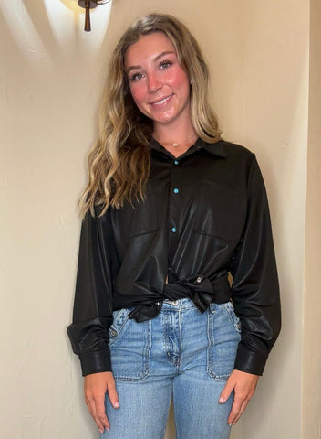 Pauly Western Faux Leather Shirt