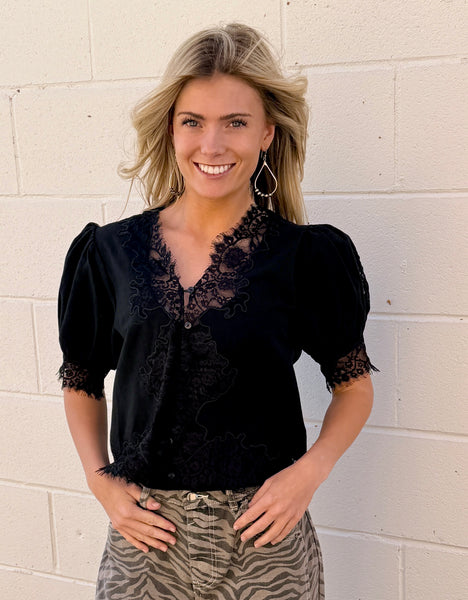 Marion Black Lace Blouse