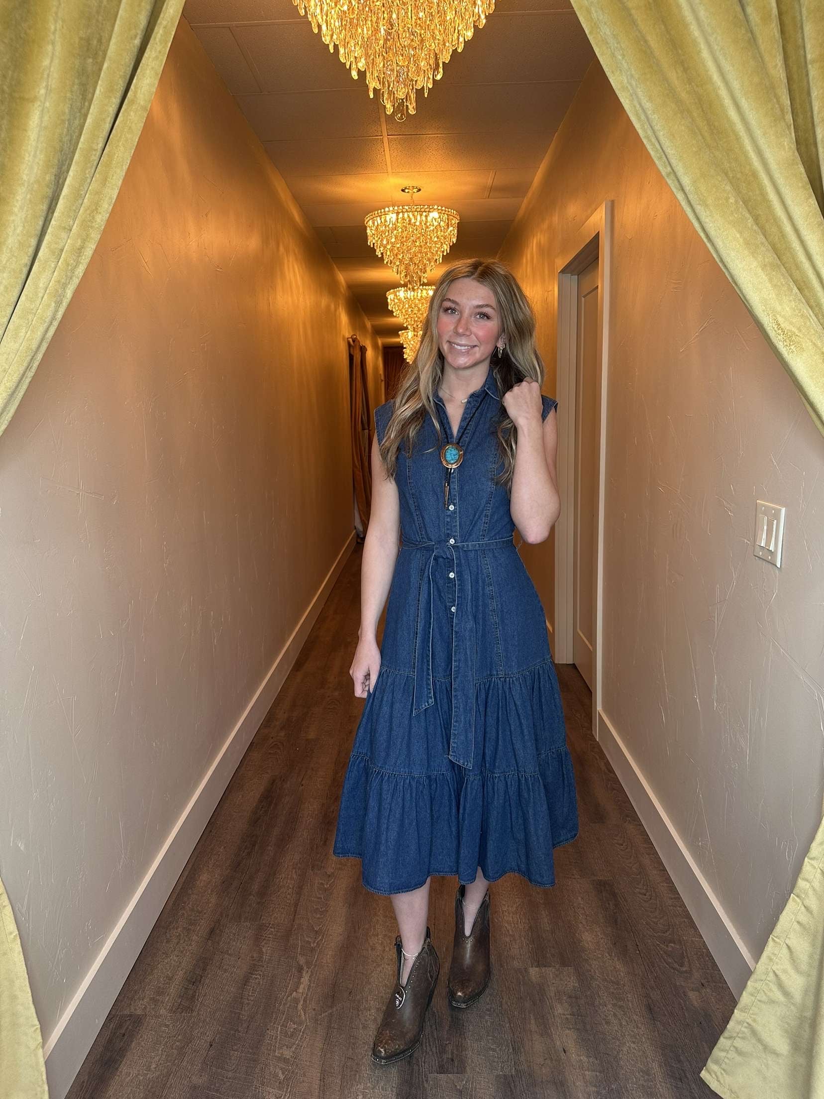 hippie denim dress Mineral Washed Denim Dress