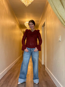 Burgundy Bell Sleeve Sweater