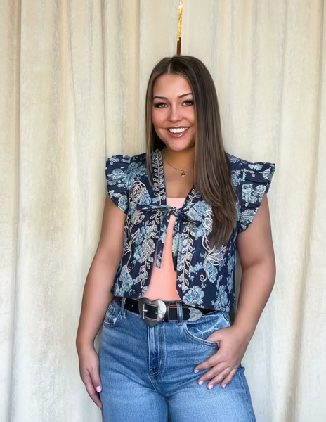 Quilted Embroidered Vest