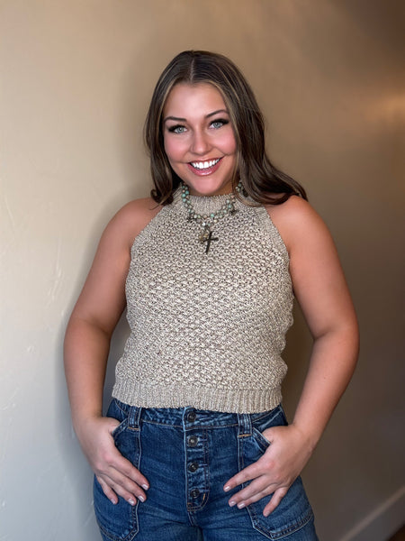 Jemma Basket Weave Halter Top