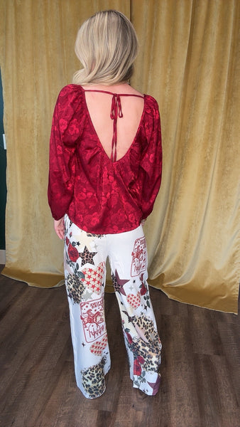 Rose Star Western Drawstring Pants