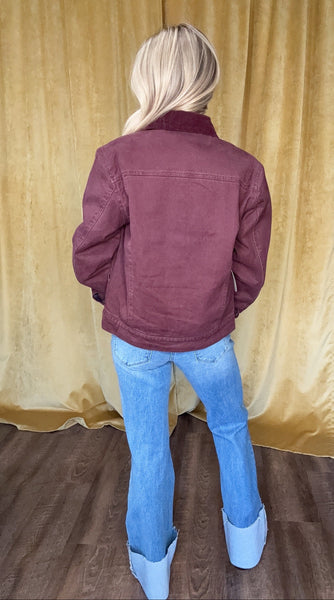 Burgundy Denim Jacket