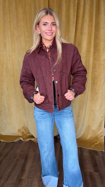 Burgundy Denim Jacket