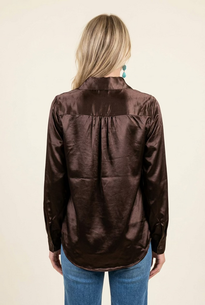 Mulan Chocolate Satin Blouse