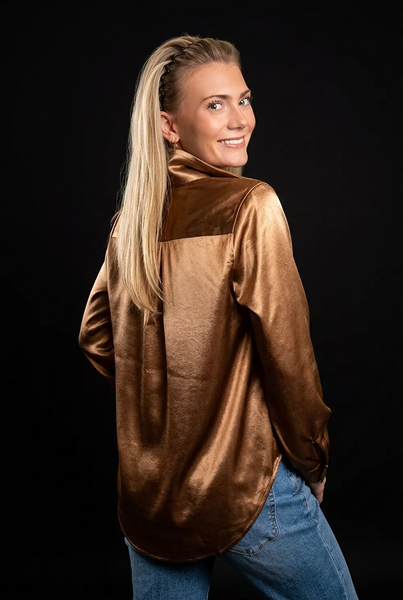 Mulan Champagne Satin Blouse