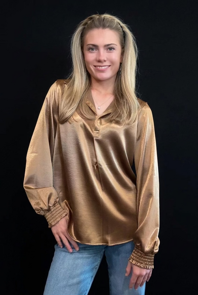 Mulan Champagne Satin Blouse