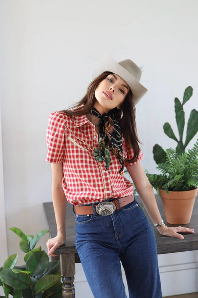 Red Gingham Western Shirt