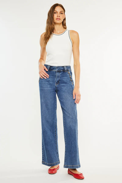 Kancan Button Front Jeans