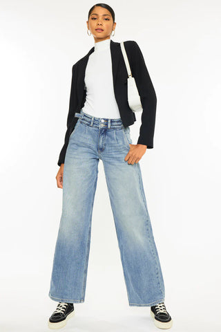 KanCan Pleated High Rise Jeans