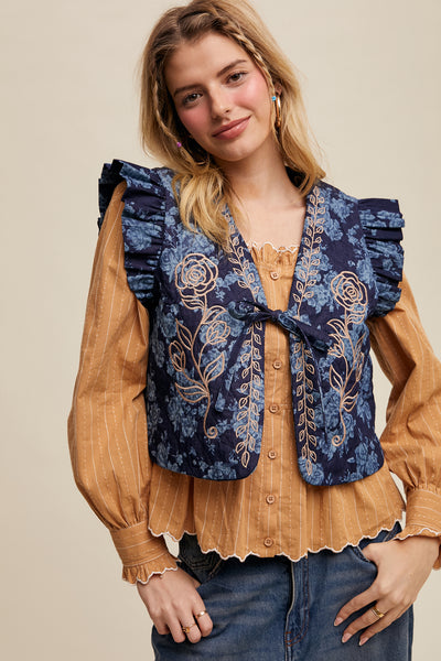Quilted Embroidered Vest