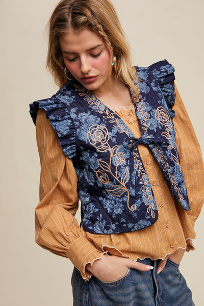 Quilted Embroidered Vest