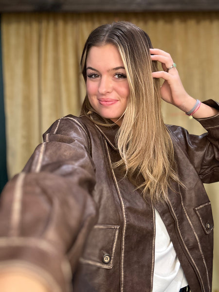 Faux Leather Bomber Jacket