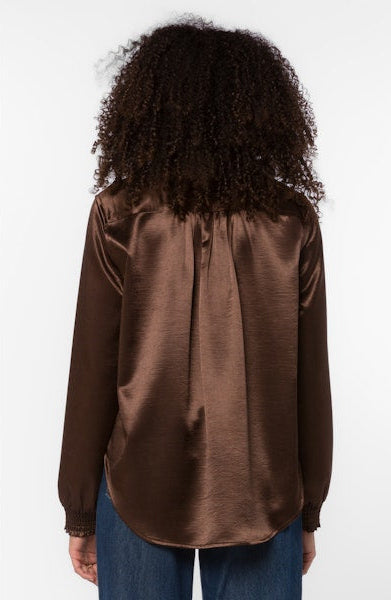 Mulan Chocolate Satin Blouse