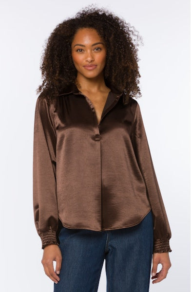 Mulan Chocolate Satin Blouse
