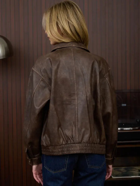Faux Leather Bomber Jacket