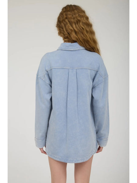 Acid Wash Knit Shacket