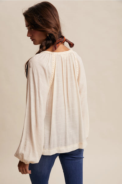 Braided Peasant Top