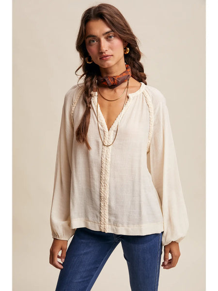 Braided Peasant Top