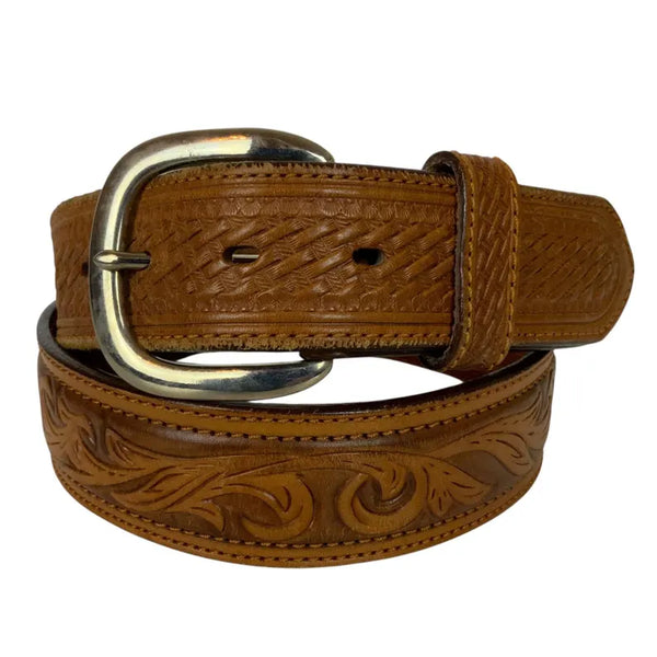 Retro Leather Tooled Belt