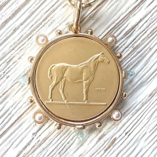 Pearl & Horse Coin Necklace