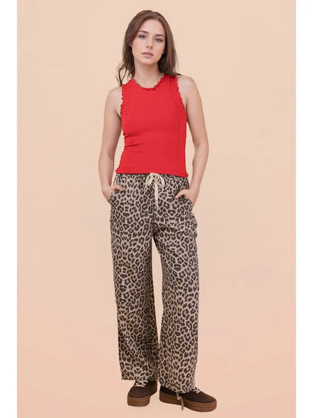 Red Lettuce Hem Tank