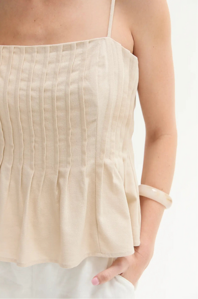 Claudia Pleated Linen Top