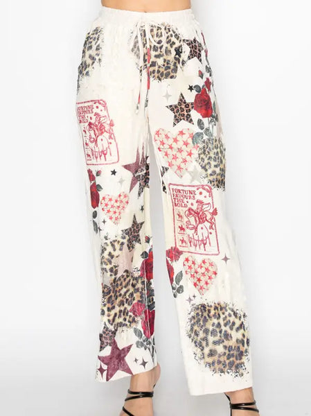 Rose Star Western Drawstring Pants