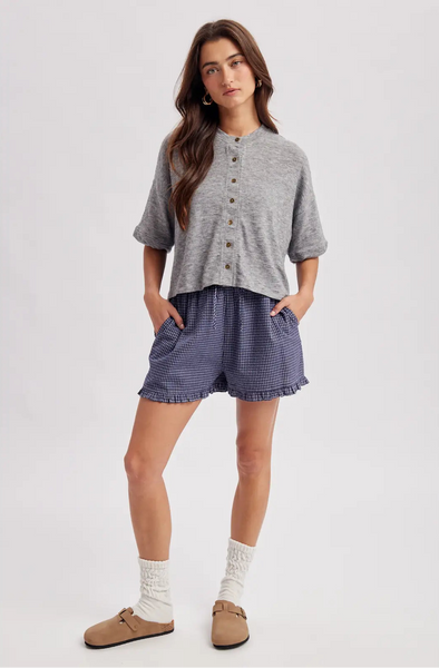 Plaid Ruffle Hem Shorts