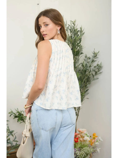 Floral Pintuck Top