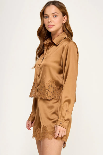 Shea Lace & Satin Blouse