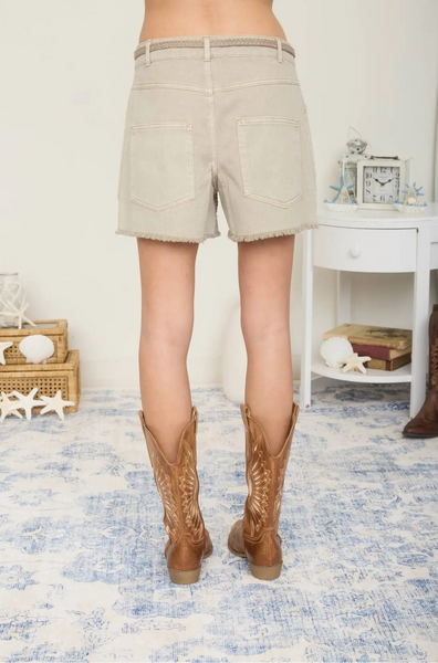 Stone Denim Shorts