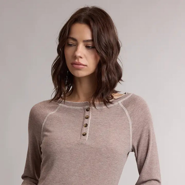 Scallop Trim Henley Top