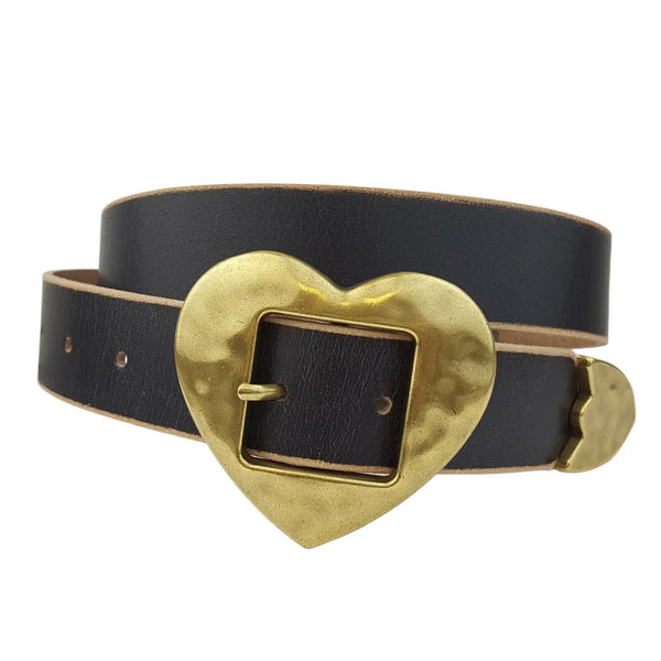 Hammered Heart Leather Belt