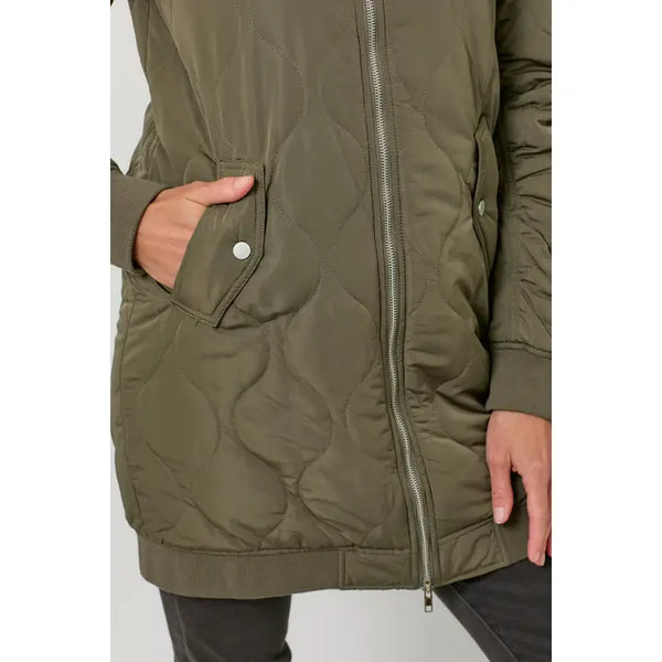 Long Quilted Bomber Jacket