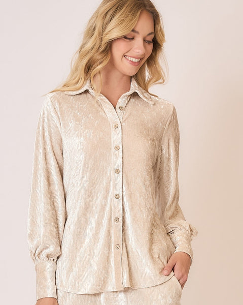 Wave Velvet Champagne Blouse