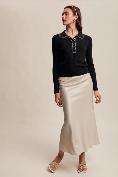 Contrast Stitch Knit Top