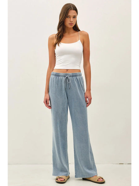 Light Denim Knit Pants
